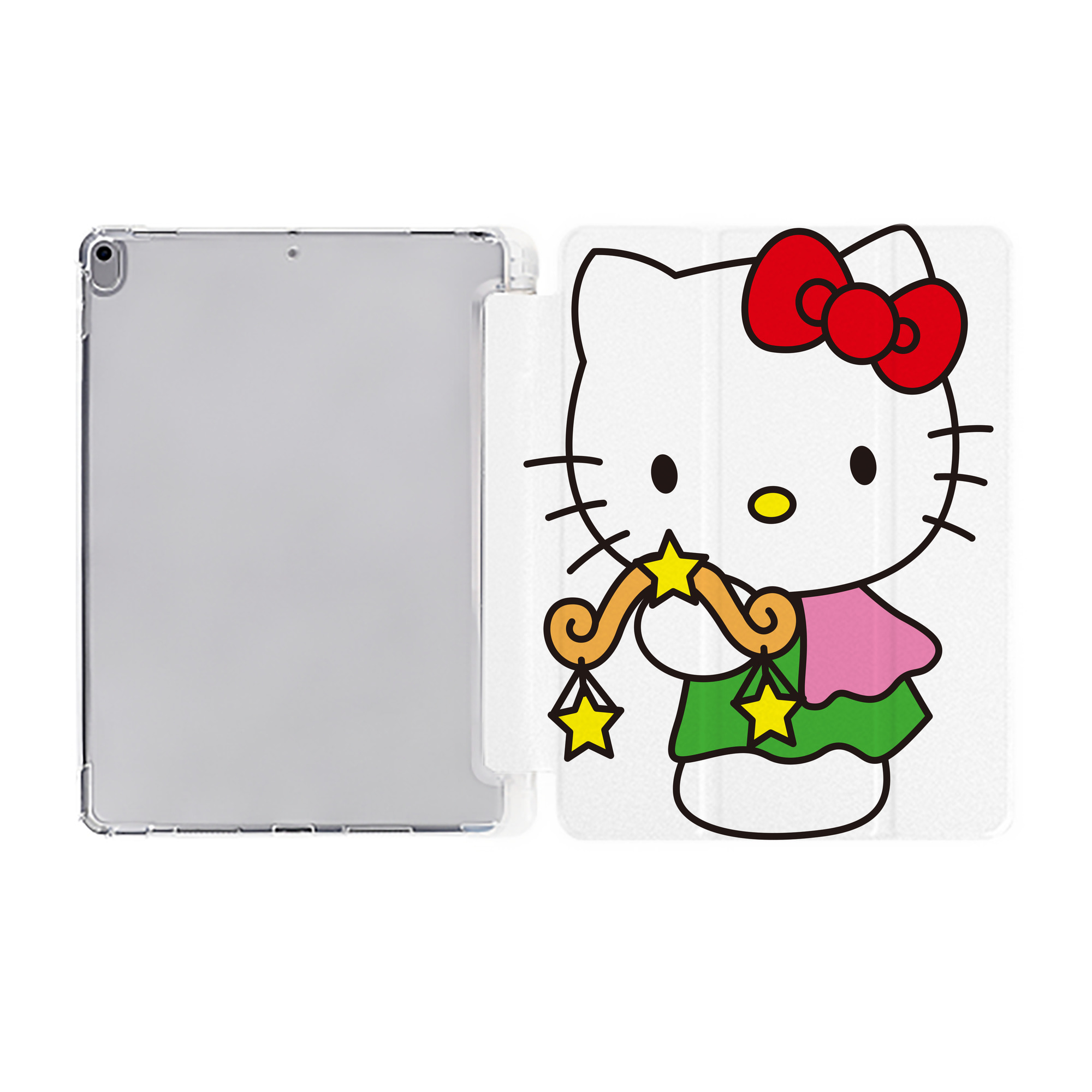 （画像用） Hello Kitty ハローキティ IPad ケース ペン収納付き 三つ折りスタンド PUレザー×シリコン 対応機種9.5/10.5/10.9インチ